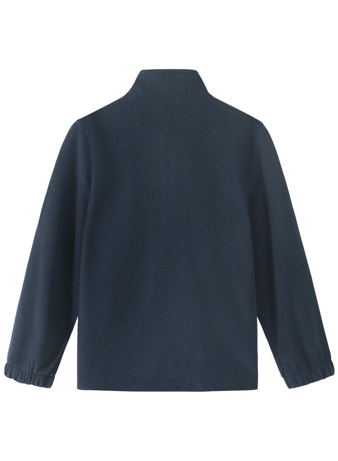 Spring&Gege Kids Lightweight Polar Fleece Jackets Boys Girls Soft Full-Zip Outwear, Navy Blue, Size 9-10 Years - Image 2